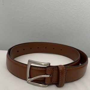 Vince Camuto Tan Leather Belt with Silver Buckle